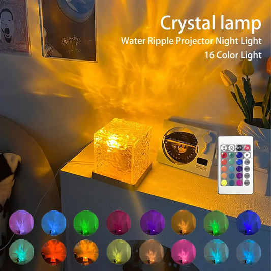 Dynamic Rotating Water Ripple Crystal Lamp